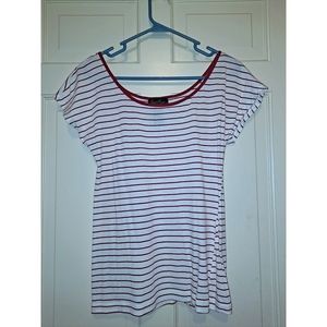 Susie Rose short sleeve shirt stripe top size medium red white